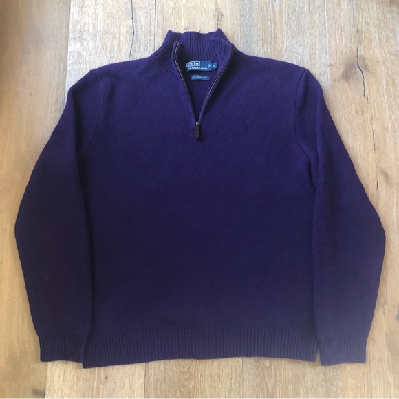 Polo Ralph Lauren lambs wool quarter zip sweater size L price firm!